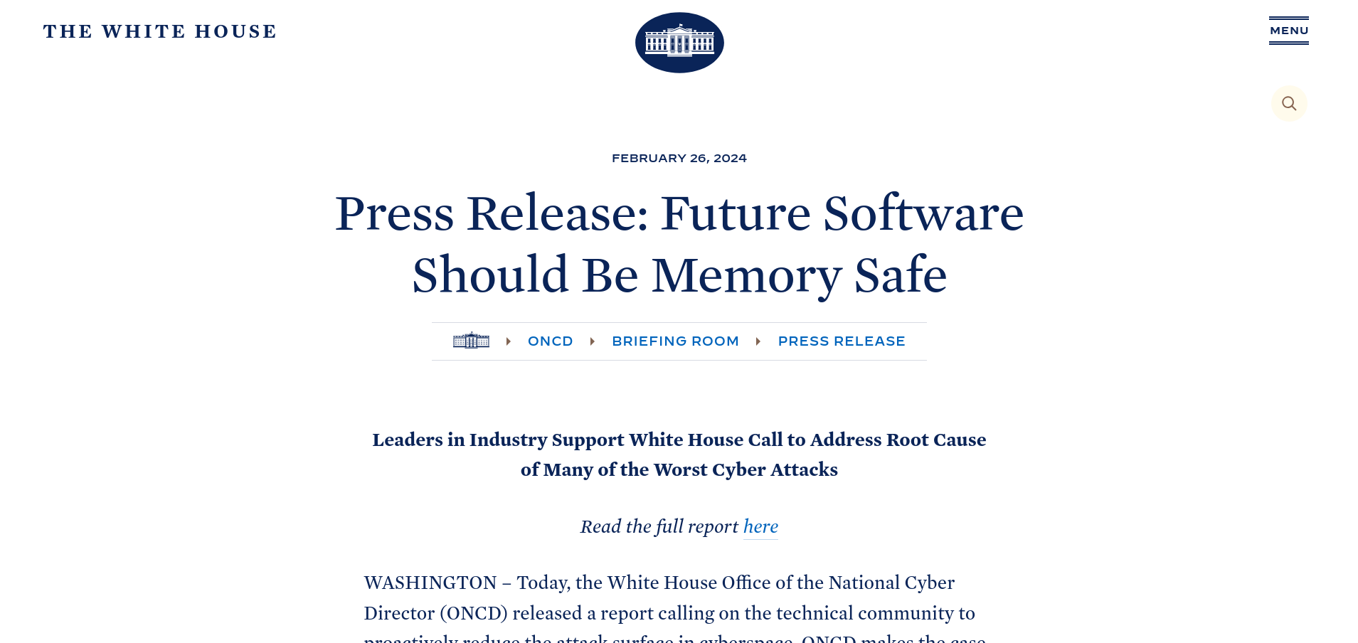 White House Press Release